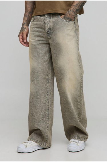 Tall Baggy Rigid Tinted Washed Denim Jeans - ecru