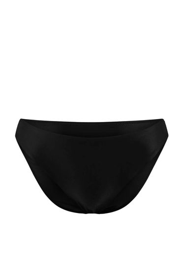 Black Regular Waist Regular Basic Bikini Bottom