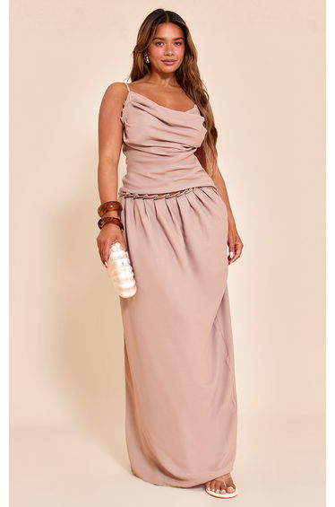 Shape Mocha Pleated Maxi Skirt
