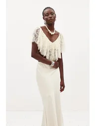 Ilme V Neck Lace Ruffle Top - 2