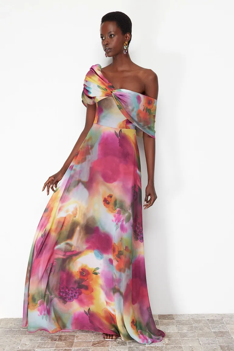 multi colored chiffon dresses Vestido Maxi de Chifn Right Way - Multicolor