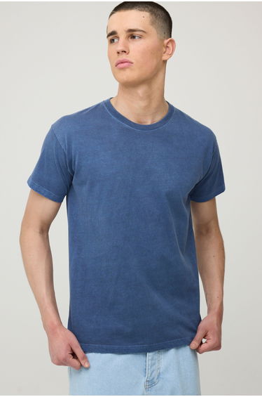 Washed Navy Regular Tonal Floral Print T-Shirt - navy