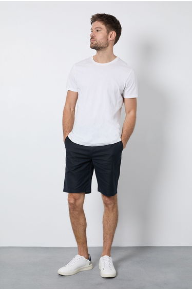 Navy Cotton Linen Shorts