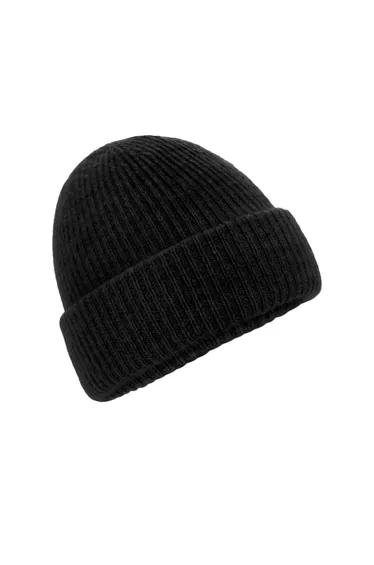 Womens/Ladies Marl Ribbed Beanie - Black