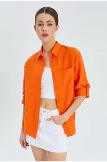 Mixray Long Sleeve Button-Up Shirt with Pocket