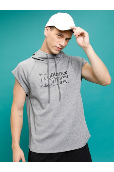 Slogan Print Cap Sleeves Hoodie