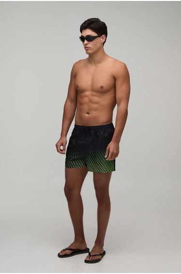 Ombre Print Piping Short Length Swim Short - green
