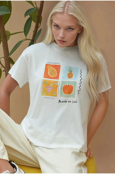 Printed Regular Fit Crew Neck 100% Cotton T-shirt