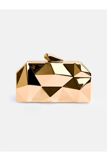 MELANIE GEOMETRIC PATTERN CLUTCH BAG IN GOLD