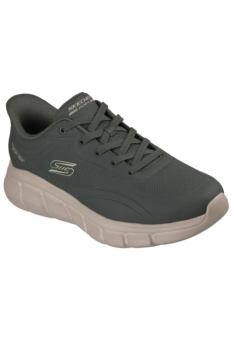 BOBS B Flex Duraleather Lace-Up Slip-Ins Trainers Olive - 1