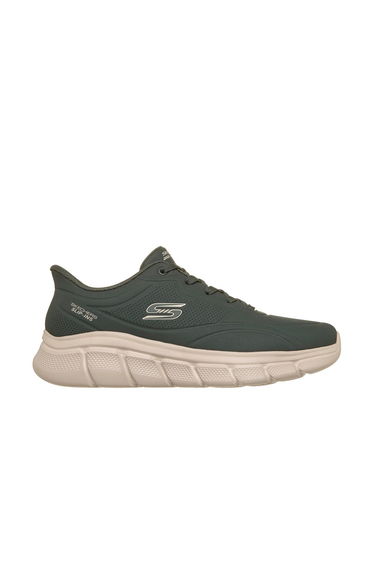 BOBS B Flex Duraleather Lace-Up Slip-Ins Trainers Olive