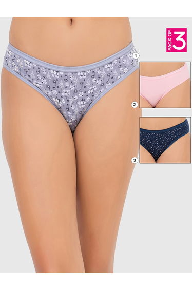 Pack of 3 - Printed Low Rise Bikini Briefs