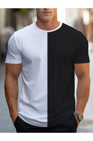 Men Color Block Round Neck T-Shirt