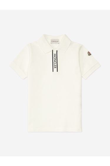 Moncler Enfant Boys Cotton Logo Polo Shirt in White