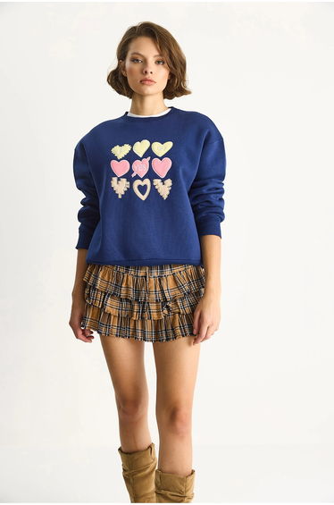 LUCCI Back Printed Relaxed Fit Crew Neck Sweatshirt