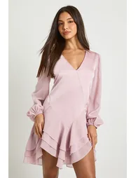 Chiffon Mix Panelled Smock dress - pink - 2