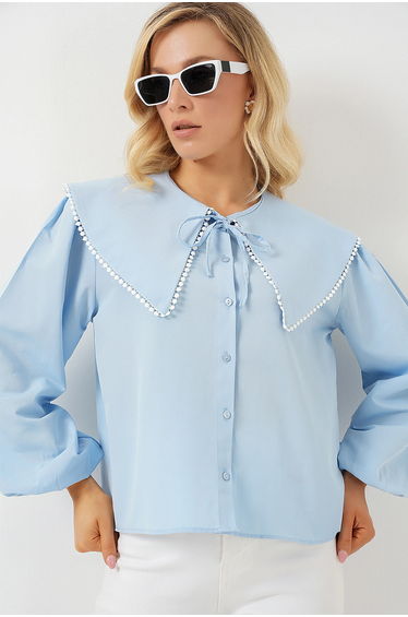 BDART Poplin Baby Collar Shirt with Bow