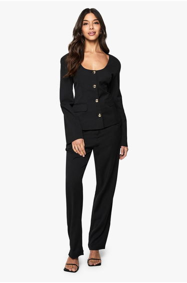 Cigarette Leg Tailored Trousers - black