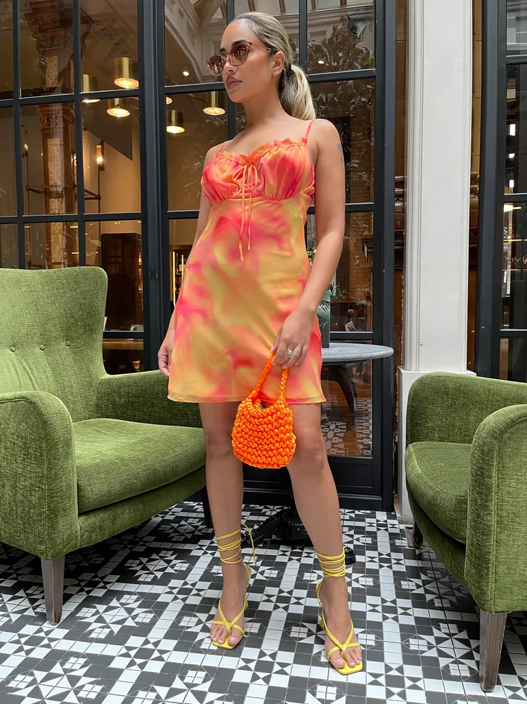 orange and yellow tie dye dress TIE DYE ROYALTY TEE DRESS ORANGE