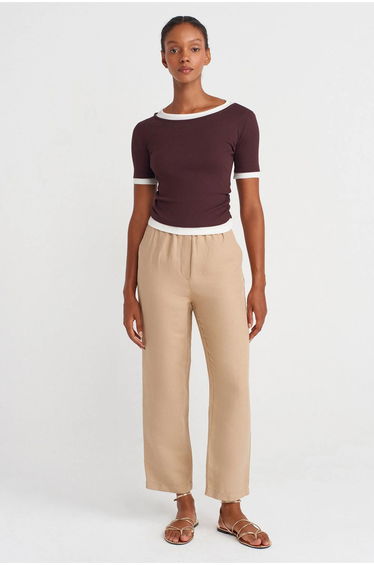 Dilvin Women's Crop Slim-Fit Crew Neck T-Shirt