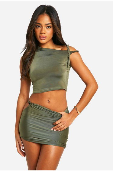 Asymmetric Knot Side Top - olive