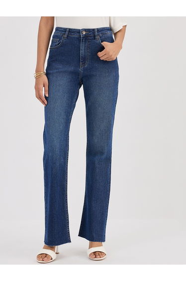 Blue Mid-Rise Bootcut Jeans