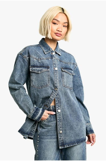 Studded Western Denim Shirt