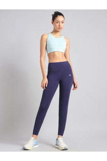 Women Navy Yoga Flow Cotton Graphic Leggings