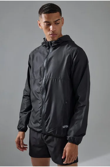 Man Active Ripstop Shower Resist  Windbreaker - black