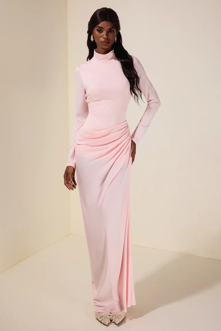 chinese dress ladies Gathered Sleeves Jersey Maxi Dress - Maxi Dresses - Women main image 0