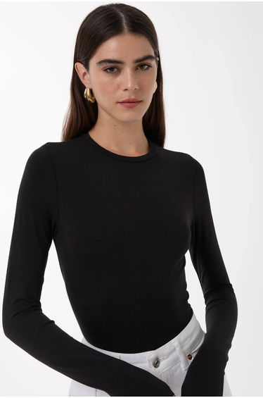 Slim Fit Crew Neck Long Sleeve Top