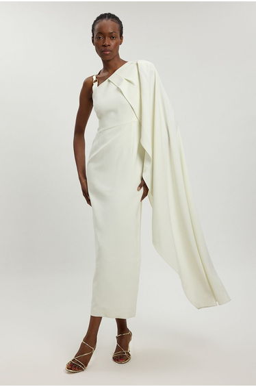 Compact Viscose Asymmetric Detail Maxi Dress
