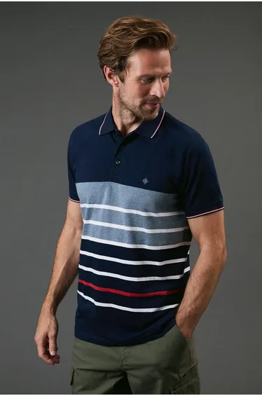 Navy Rockport Stripe Polo Shirt