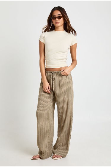 Basic Short Sleeve Longline Fitted Top - ecru