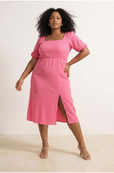 Pink Slit Knitted Dress