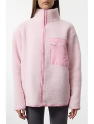 Winter Essentials Light Pink Thick Fleece Zipper Stand Collar Pocket Knitted Sweatshirt - 5