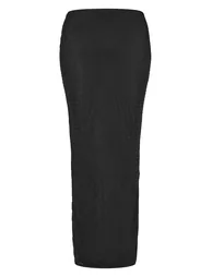 Black Hot Fix Mesh Floor Length Skirt - 4