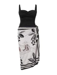 Black Balconette Covered 2-Piece Pareo Swimsuit Set - 4