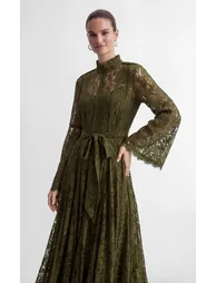 The Best Gift Olive Green Bell Sleeve Lace Maxi Dress - 4