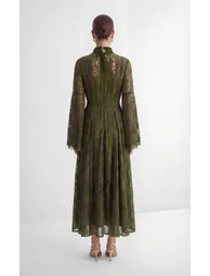 The Best Gift Olive Green Bell Sleeve Lace Maxi Dress - 2