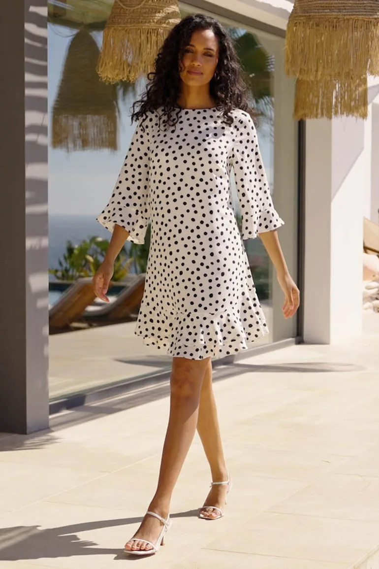 self portrait black white dress Black and white polka dot satin lace maxi dress – Daniello.com