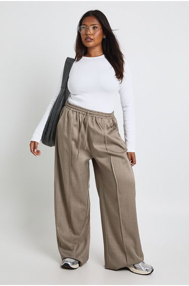Plus Basic Rib Long Sleeve Fitted Longline Top - white