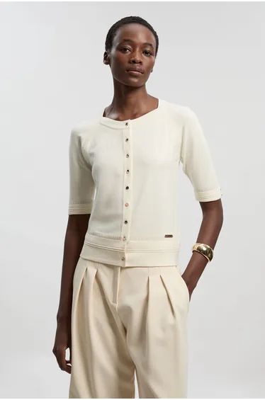 Viscose Blend Knitted Short Sleeve Cardigan