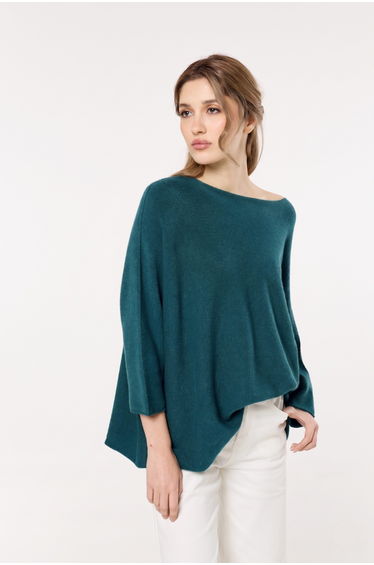 Teal Off Shoulder Knit Relaxed Jumper