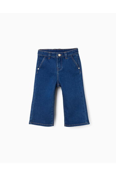 Wide leg denim trousers for baby girls blue