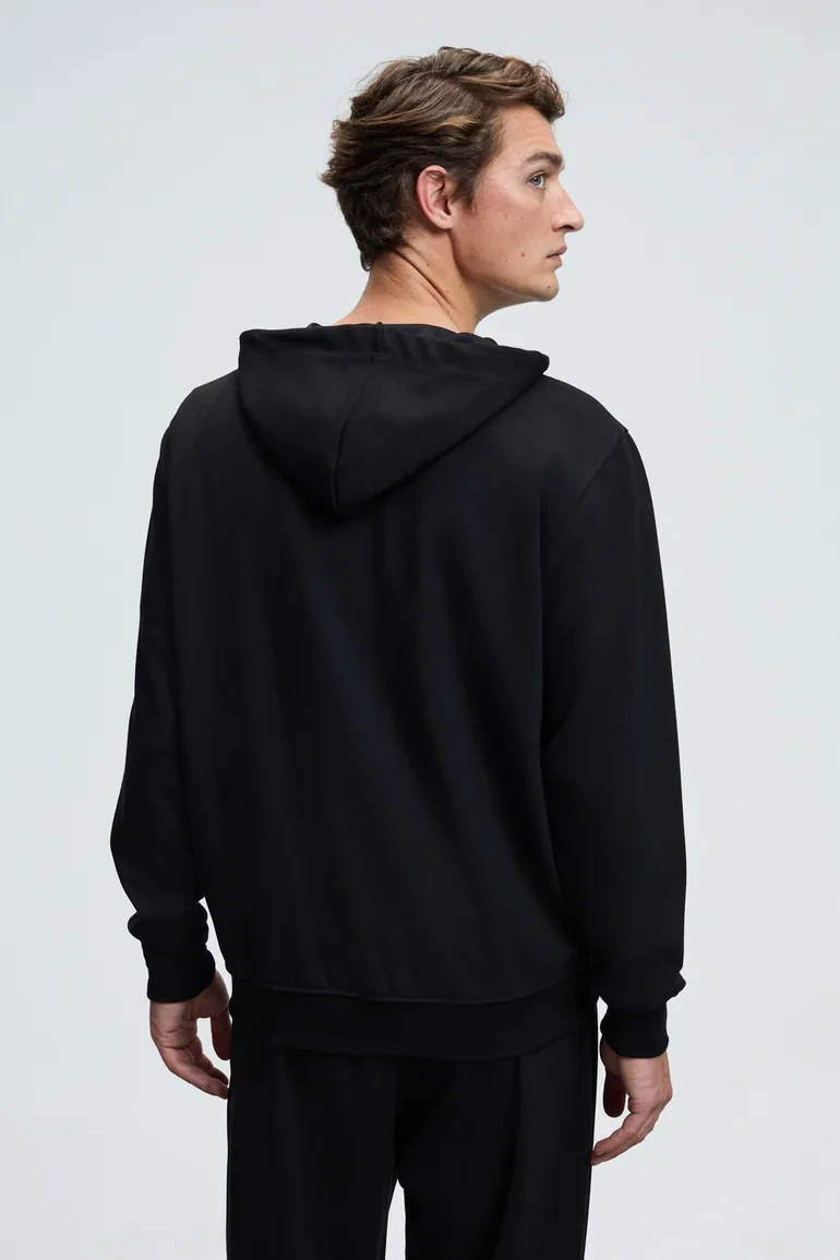 GRIMELANGE GAGE Men's Hooded Black Sweatshirt with Metal Eyelet Detail, Zipper, Drawstring, and Pockets - 3