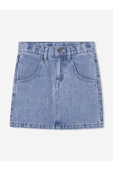 Girls Diamante Denim Skirt in Blue