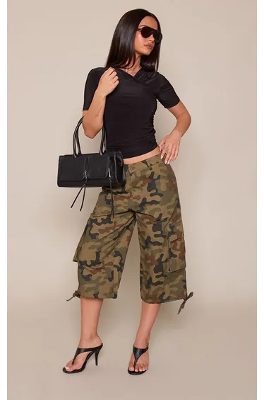 Black Draped Crossover Top