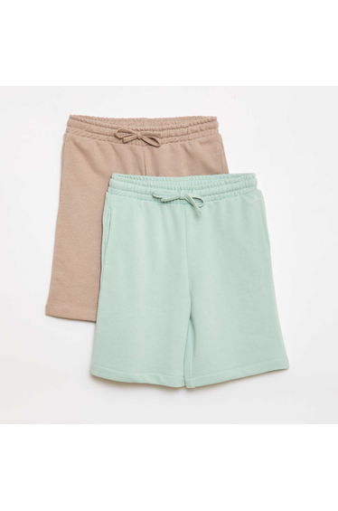 2-Pack of Plain Cotton Shorts GREEN