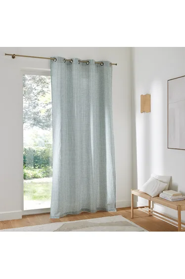 ستارة كتان/قطن بفتحة حلقات